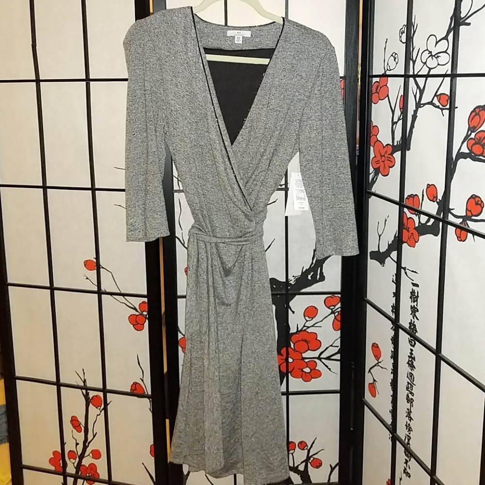 H by Halston Grey Wrap Dress